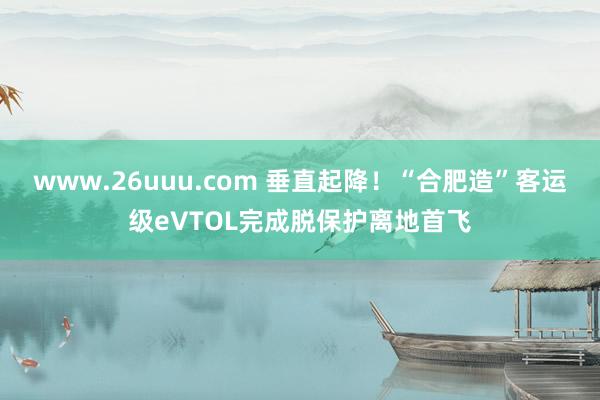 www.26uuu.com 垂直起降！“合肥造”客运级eVTOL完成脱保护离地首飞
