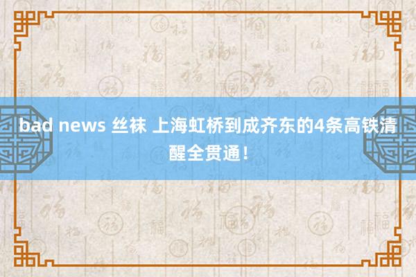 bad news 丝袜 上海虹桥到成齐东的4条高铁清醒全贯通！