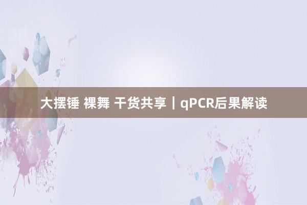 大摆锤 裸舞 干货共享｜qPCR后果解读