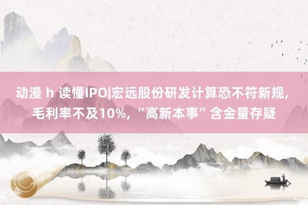 动漫 h 读懂IPO|宏远股份研发计算恐不符新规, 毛利率不及10%, “高新本事”含金量存疑